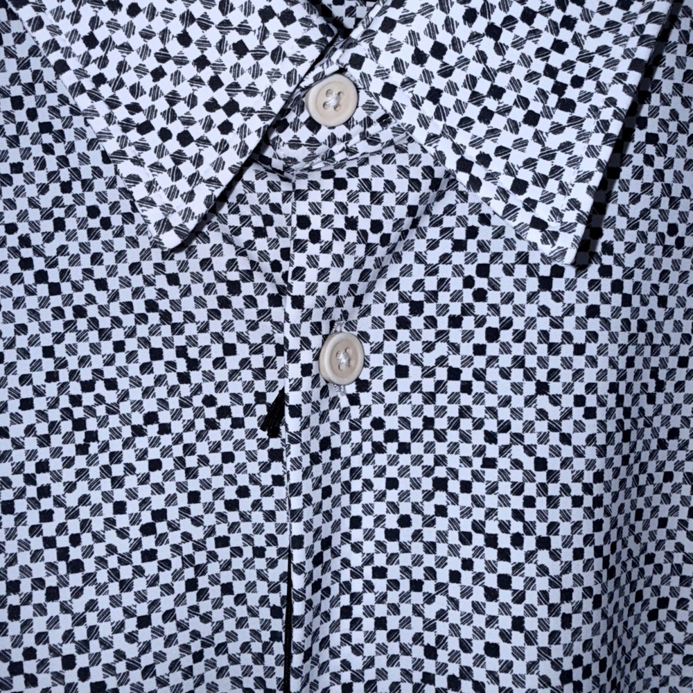 Hugo Boss Mens 3XL Performance Black Micro Check Long Sleeve Button Up Shirt NWT